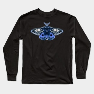 Moth sticker blue and gray Long Sleeve T-Shirt